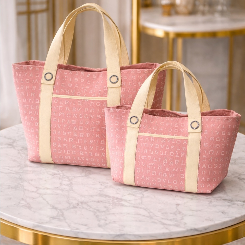 BVLGARI Stylish Pink Tote Bag Set